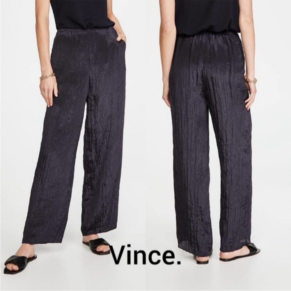 HOLIDAY READY!!Vince Textured Crinkled Wide Leg Pull On Pants in Light Marine